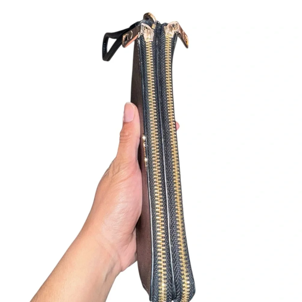 Coach double zip wristlet in brown and black signature coated canvas and leather - Picture 7 of 9